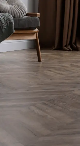 Installed wood flooring.