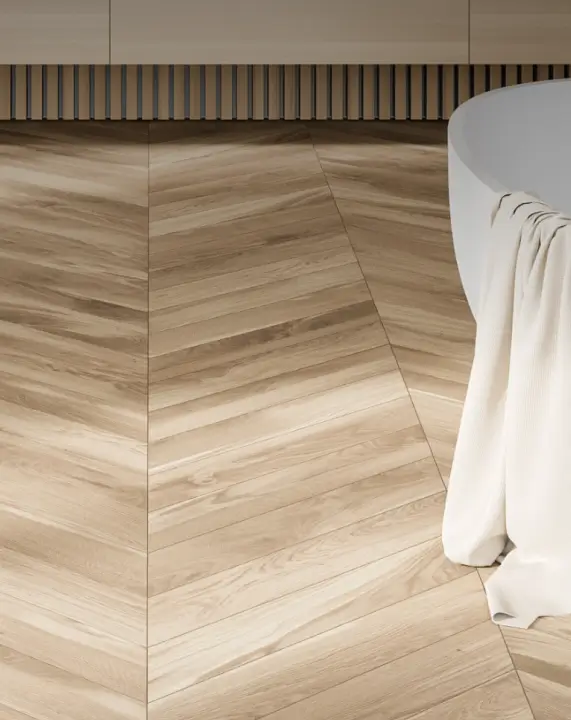 Installed wood flooring.